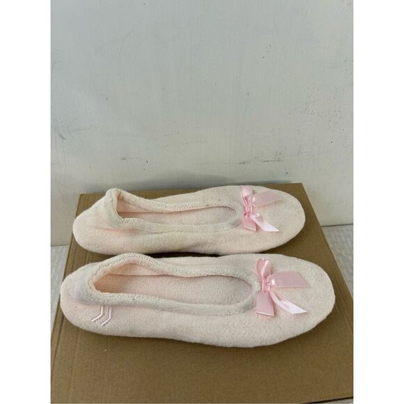 Isotoner slippers ballet slip one pink plush size xl 9.5-10.5 - Picture 2 of 6